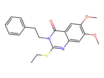 2-(ethylthio)-6,7-dimethoxy-3-(2-phenylethyl)-4(3H)-quinazolinone structure