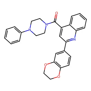 [2-(2,3-dihydro-1,4-benzodioxin-6-yl)quinolin-4-yl]-(4-phenylpiperazin-1-yl)methanone structure