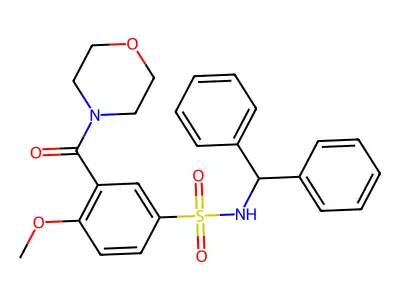N-benzhydryl-4-methoxy-3-(morpholine-4-carbonyl)benzenesulfonamide structure