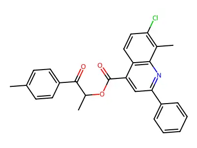 1-methyl-2-(4-methylphenyl)-2-oxoethyl 7-chloro-8-methyl-2-phenyl-4-quinolinecarboxylate structure