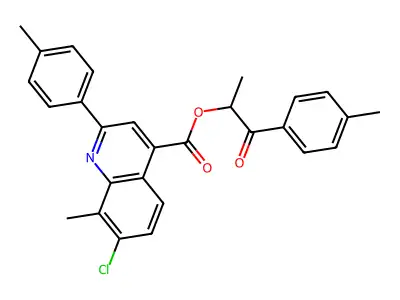 1-(4-methylphenyl)-1-oxopropan-2-yl 7-chloro-8-methyl-2-(4-methylphenyl)quinoline-4-carboxylate structure