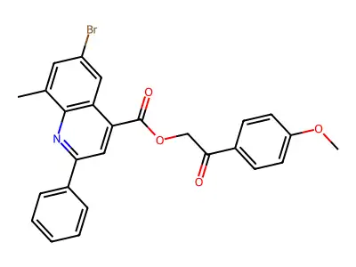 2-(4-Methoxyphenyl)-2-oxoethyl 6-bromo-8-methyl-2-phenyl-4-quinolinecarboxylate structure