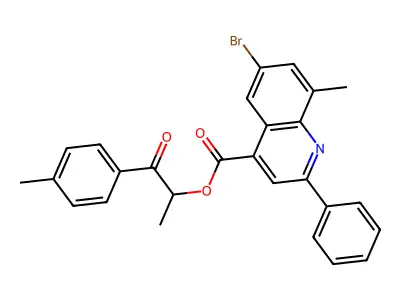 1-(4-methylphenyl)-1-oxopropan-2-yl 6-bromo-8-methyl-2-phenylquinoline-4-carboxylate structure