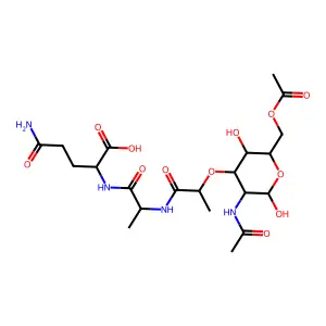 D-alpha-Glutamine, N2-(N-(N-acetyl-6-O-acetylmuramoyl)-L-alanyl)- structure