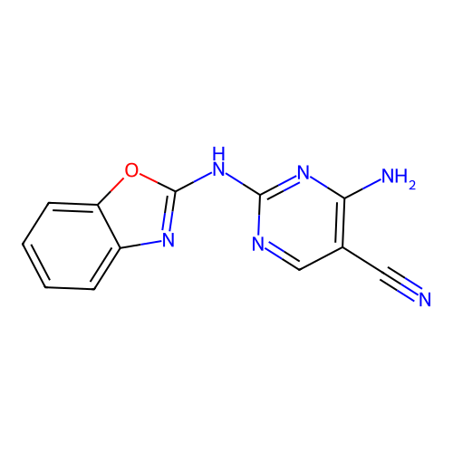 4-Amino-2-(1,3-benzoxazol-2-ylamino)pyrimidine-5-carbonitrile structure