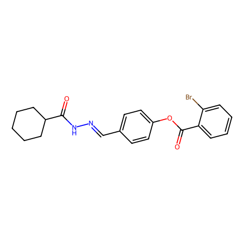 [4-[(Cyclohexanecarbonylhydrazinylidene)methyl]phenyl] 2-bromobenzoate structure