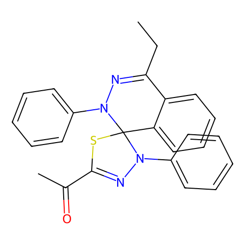 1-(4-ethyl-2,3'-diphenyl-2H,3'H-spiro[phthalazine-1,2'-[1,3,4]thiadiazol]-5'-yl)ethanone structure