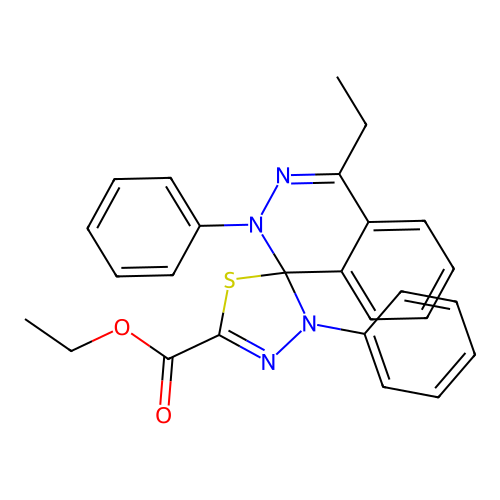 ethyl 4-ethyl-2,3'-diphenyl-2H,3'H-spiro[phthalazine-1,2'-[1,3,4]thiadiazole]-5'-carboxylate structure