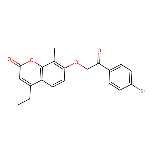 7-(2-(4-bromophenyl)-2-oxoethoxy)-4-ethyl-8-methyl-2H-chromen-2-one structure