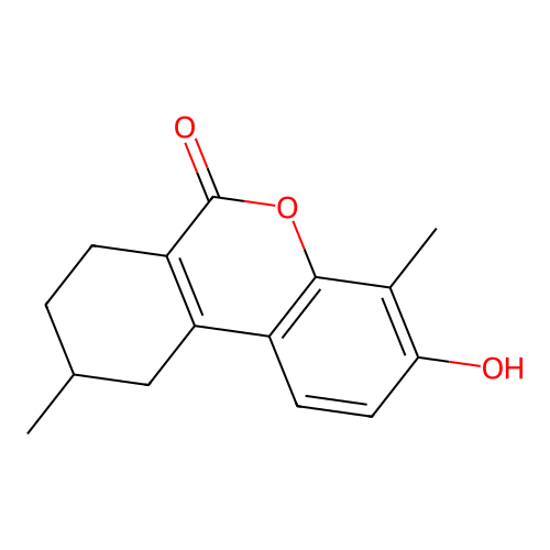 3-hydroxy-4,9-dimethyl-7,8,9,10-tetrahydro-6H-benzo[c]chromen-6-one structure
