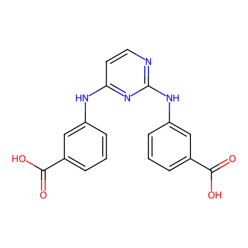 3-[[2-(3-Carboxyanilino)pyrimidin-4-yl]amino]benzoic acid structure