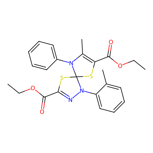 3,7-DIETHYL 8-METHYL-1-(2-METHYLPHENYL)-9-PHENYL-4,6-DITHIA-1,2,9-TRIAZASPIRO[4.4]NONA-2,7-DIENE-3,7-DICARBOXYLATE structure