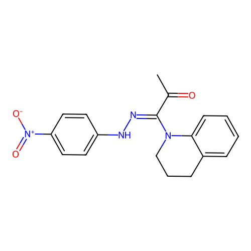 1-(3,4-Dihydro-2H-quinolin-1-yl)-1-[(4-nitro-phenyl)-hydrazono]-propan-2-one structure