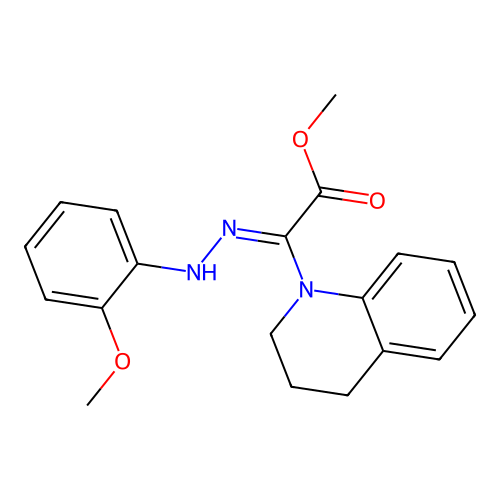 methyl (2Z)-2-(3,4-dihydro-2H-quinolin-1-yl)-2-[(2-methoxyphenyl)hydrazinylidene]acetate structure
