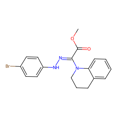 (Z)-methyl 2-(2-(4-bromophenyl)hydrazono)-2-(3,4-dihydroquinolin-1(2H)-yl)acetate structure