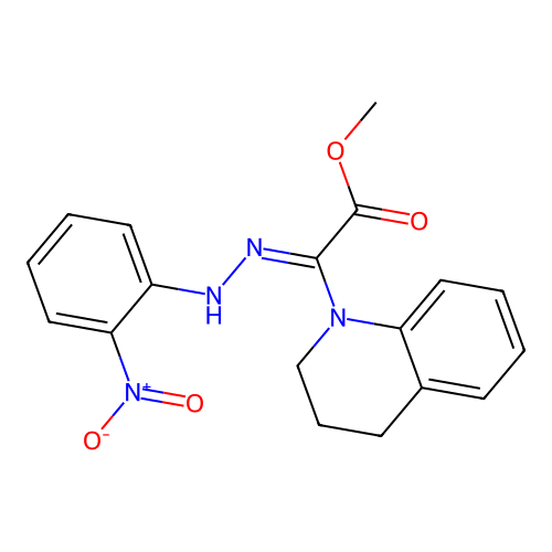 (Z)-methyl 2-(3,4-dihydroquinolin-1(2H)-yl)-2-(2-(2-nitrophenyl)hydrazono)acetate structure