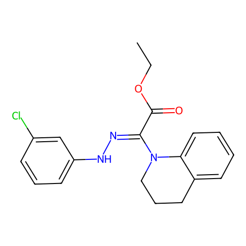 (Z)-ethyl 2-(2-(3-chlorophenyl)hydrazono)-2-(3,4-dihydroquinolin-1(2H)-yl)acetate structure
