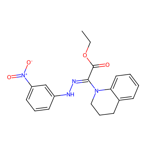 (Z)-ethyl 2-(3,4-dihydroquinolin-1(2H)-yl)-2-(2-(3-nitrophenyl)hydrazono)acetate structure