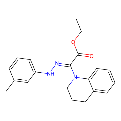 (Z)-ethyl 2-(3,4-dihydroquinolin-1(2H)-yl)-2-(2-(m-tolyl)hydrazono)acetate structure