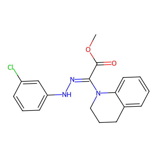(Z)-methyl 2-(2-(3-chlorophenyl)hydrazono)-2-(3,4-dihydroquinolin-1(2H)-yl)acetate structure