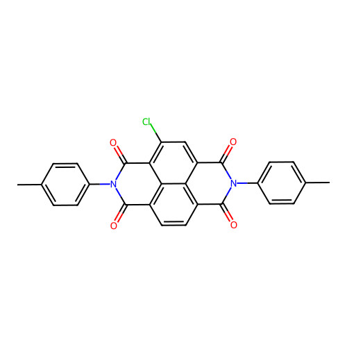 4-chloro-2,7-bis(4-methylphenyl)benzo[lmn]-3,8-phenanthroline-1,3,6,8(2H,7H)-tetrone structure