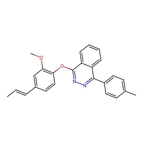(E)-1-(2-methoxy-4-(prop-1-en-1-yl)phenoxy)-4-(p-tolyl)phthalazine structure