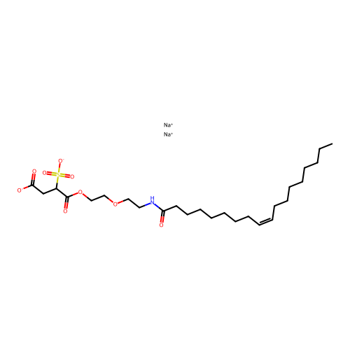 Disodium C-(2-(2-((1-oxooctadec-9-enyl)amino)ethoxy)ethyl) sulphonatosuccinate structure