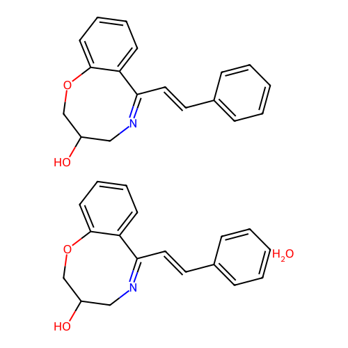 3,4-Dihydro-3-hydroxy-6-styryl-1,5-benzoxazocine hemihydrate structure