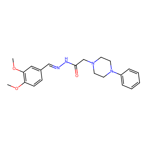 1-Piperazineacetic acid, 4-phenyl-, ((3,4-dimethoxyphenyl)methylene)hydrazide structure