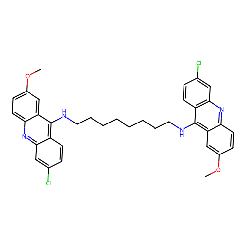 N,N'-bis(6-chloro-2-methoxyacridin-9-yl)octane-1,8-diamine structure