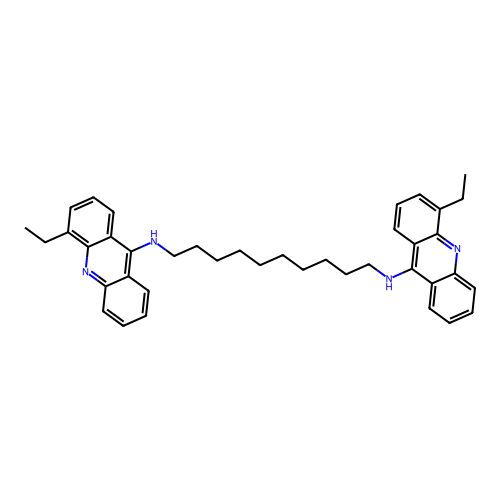 N,N'-bis(4-ethylacridin-9-yl)decane-1,10-diamine structure