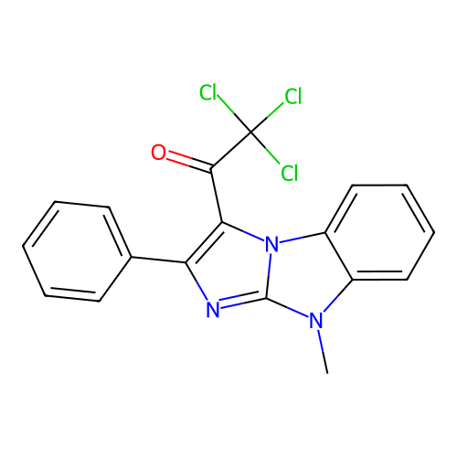 2,2,2-trichloro-1-(9-methyl-2-phenyl-9H-imidazo[1,2-a]benzimidazol-3-yl)ethanone structure