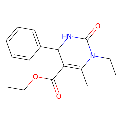 Ethyl 1-ethyl-6-methyl-2-oxo-4-phenyl-1,2,3,4-tetrahydropyrimidine-5-carboxylate structure