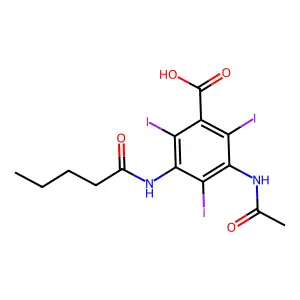 Benzoic acid, 3-acetamido-2,4,6-triiodo-5-valeramido- structure