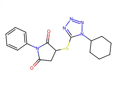 Pyrrolidine-2,5-dione, 3-(1-cyclohexyl-1H-tetrazol-5-ylsulfanyl)-1-phenyl- structure