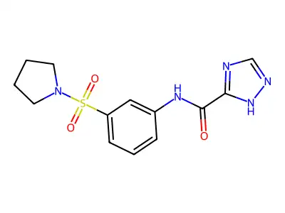 N-(3-pyrrolidin-1-ylsulfonylphenyl)-1H-1,2,4-triazole-5-carboxamide structure