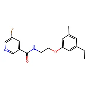5-bromo-N-[2-(3-ethyl-5-methylphenoxy)ethyl]nicotinamide structure