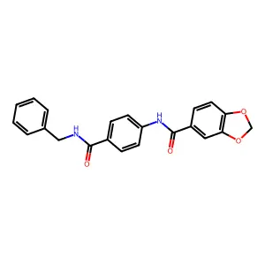 N-[4-(benzylcarbamoyl)phenyl]-1,3-benzodioxole-5-carboxamide structure