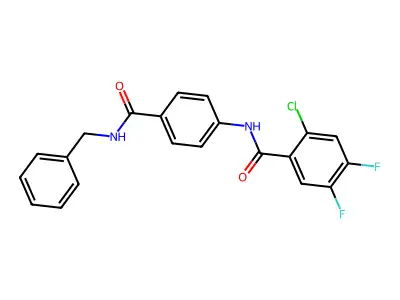 N-[4-(benzylcarbamoyl)phenyl]-2-chloro-4,5-difluorobenzamide structure