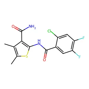 2-[(2-Chloro-4,5-difluorobenzoyl)amino]-4,5-dimethylthiophene-3-carboxamide structure
