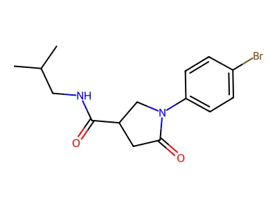 1-(4-bromophenyl)-N-(2-methylpropyl)-5-oxopyrrolidine-3-carboxamide structure