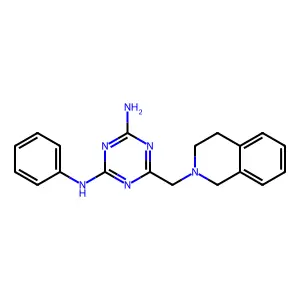 6-(3,4-dihydro-2(1H)-isoquinolinylmethyl)-N-phenyl-1,3,5-triazine-2,4-diamine structure