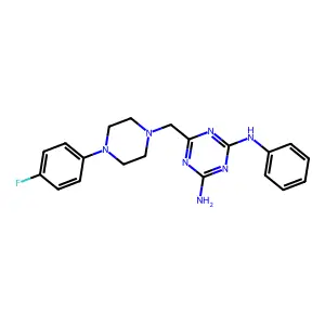 6-{[4-(4-fluorophenyl)piperazin-1-yl]methyl}-N-phenyl-1,3,5-triazine-2,4-diamine structure