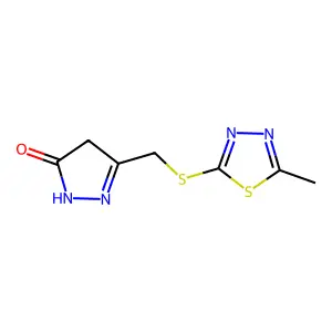 5-{[(5-methyl-1,3,4-thiadiazol-2-yl)sulfanyl]methyl}-2,4-dihydro-3H-pyrazol-3-one structure