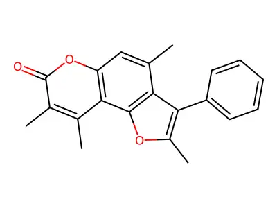 2,4,8,9-tetramethyl-3-phenyl-7H-furo[2,3-f]chromen-7-one structure