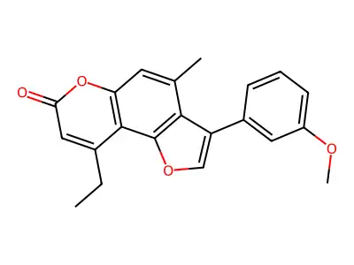 9-ethyl-3-(3-methoxyphenyl)-4-methyl-7H-furo[2,3-f]chromen-7-one structure