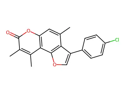 3-(4-chlorophenyl)-4,8,9-trimethyl-7H-furo[2,3-f]chromen-7-one structure