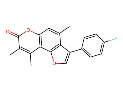 3-(4-fluorophenyl)-4,8,9-trimethyl-7H-furo[2,3-f]chromen-7-one structure