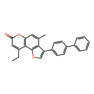 3-(biphenyl-4-yl)-9-ethyl-4-methyl-7H-furo[2,3-f]chromen-7-one structure