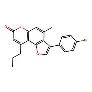 3-(4-bromophenyl)-4-methyl-9-propyl-7H-furo[2,3-f]chromen-7-one structure